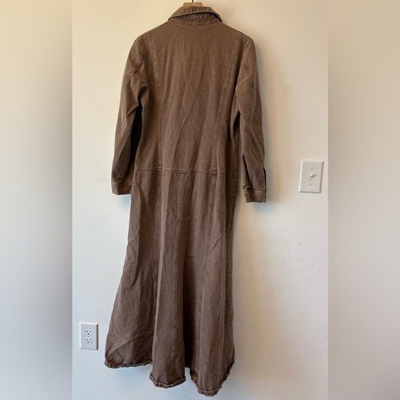 Vintage Jeanology Brown Denim Trench-Style Maxi Dress (Size 14) - Picture 7 of 7